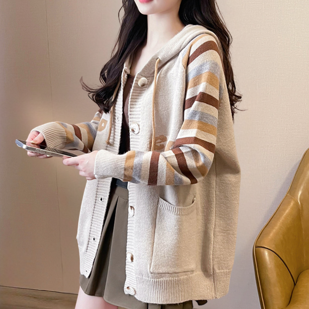 ISIDORA - Cardigan à Capuche Pratique pour Femmes
