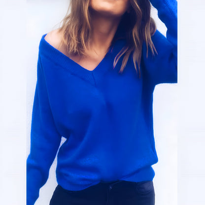 Pull Femme Col V Noir Chic et Élégant