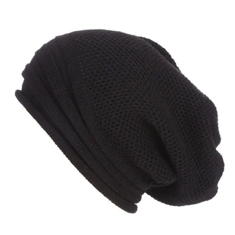 Bonnet Tricoté Noir Épais pour Hiver - PanierRoyale