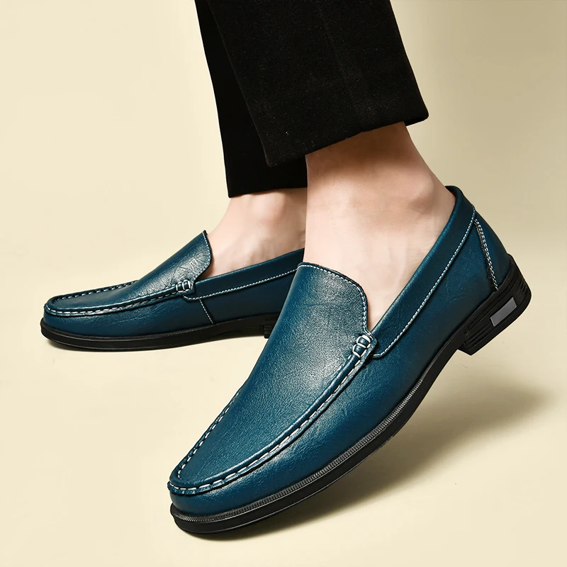 Mocassins Homme Mariage Chic en Cuir Bout Arrondi - PanierRoyale