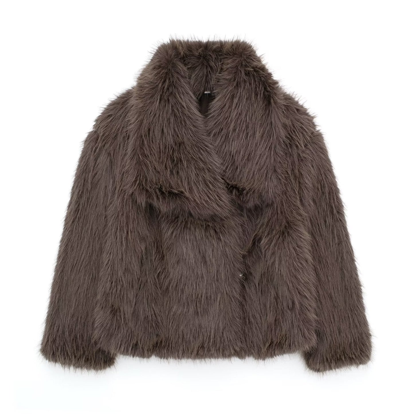 Manteau Fourrure Long Manches Élégant Femme