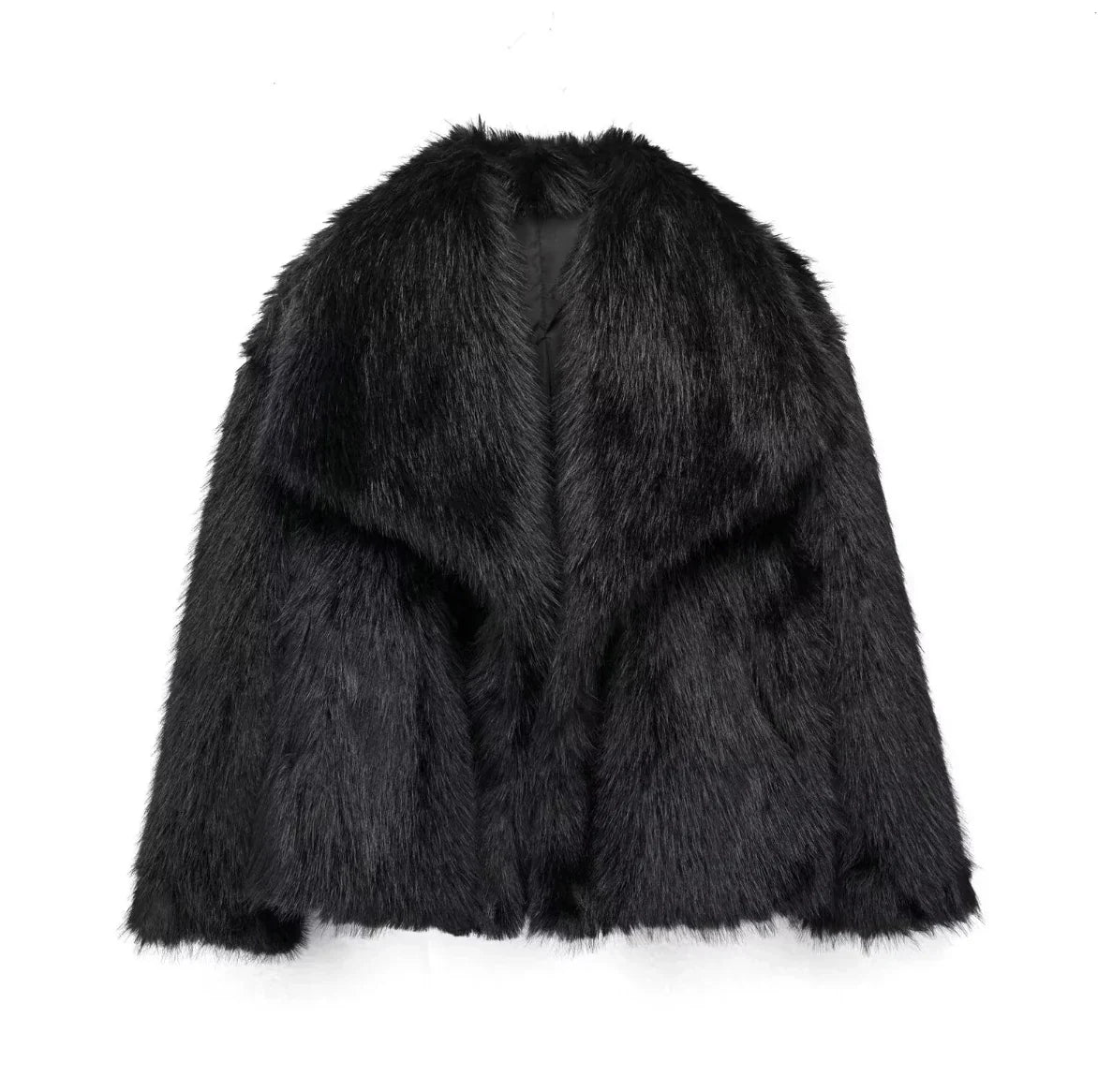 Manteau Fourrure Long Manches Élégant Femme