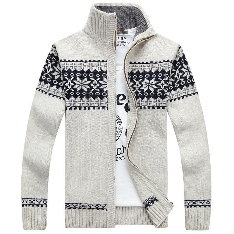 Pull Hiver Homme Zippé Flocon De Neige - PanierRoyale