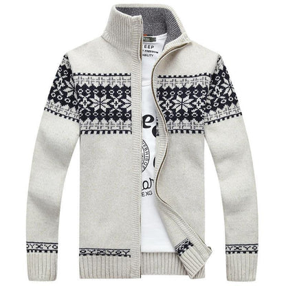 Pull Hiver Homme Zippé Flocon De Neige - PanierRoyale