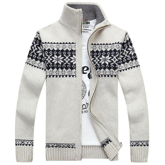 Pull Hiver Homme Zippé Flocon De Neige - PanierRoyale
