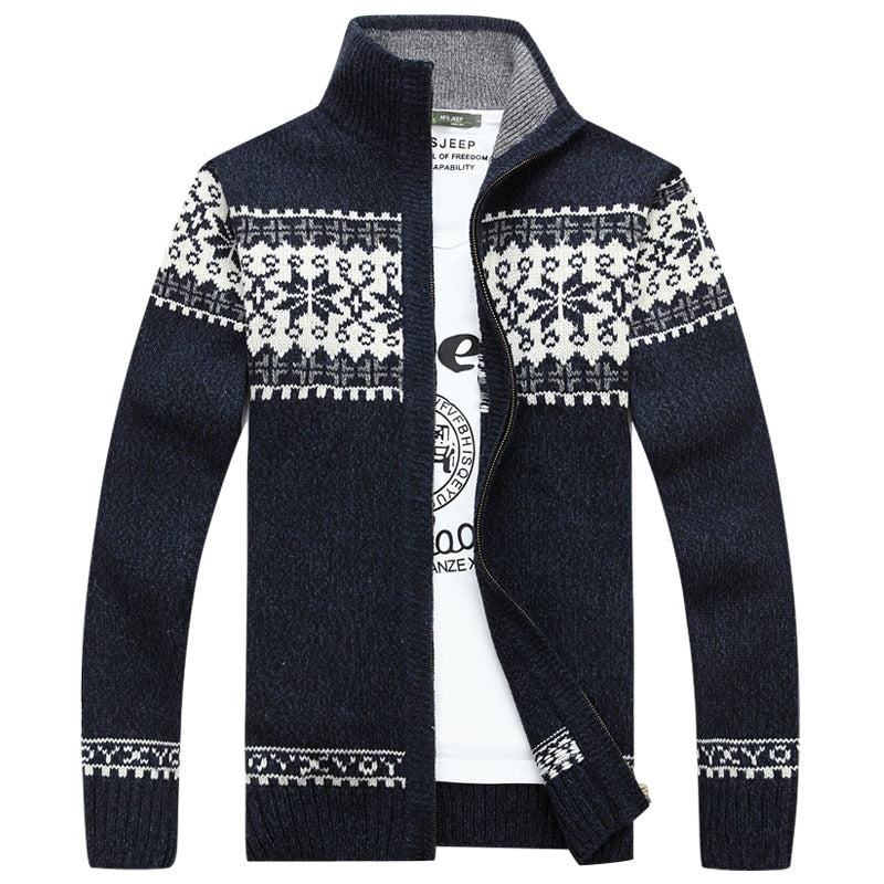 Pull Hiver Homme Zippé Flocon De Neige