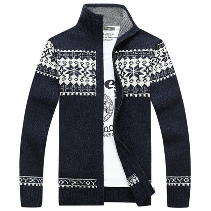 Pull Hiver Homme Zippé Flocon De Neige
