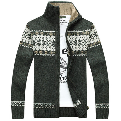 Pull Hiver Homme Zippé Flocon De Neige