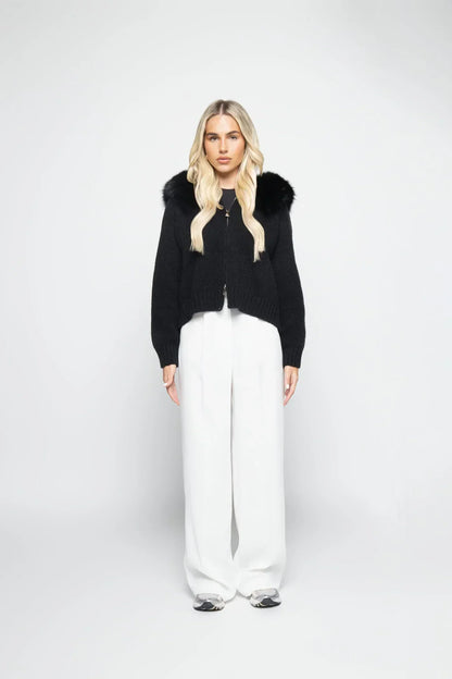Manteau Femme Hiver Laine Douce à Capuche Fourrée