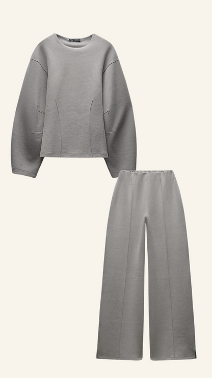 Ensemble Deux Pièces Féminin : Haut Décontracté et Pantalon Chic