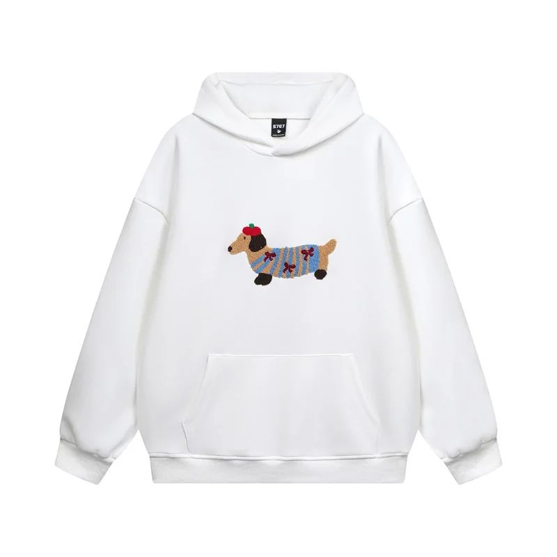 Sweat à Capuche Chien Oversize Gris Clair