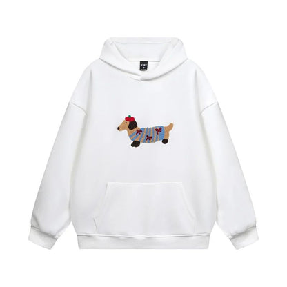 Sweat à Capuche Chien Oversize Gris Clair
