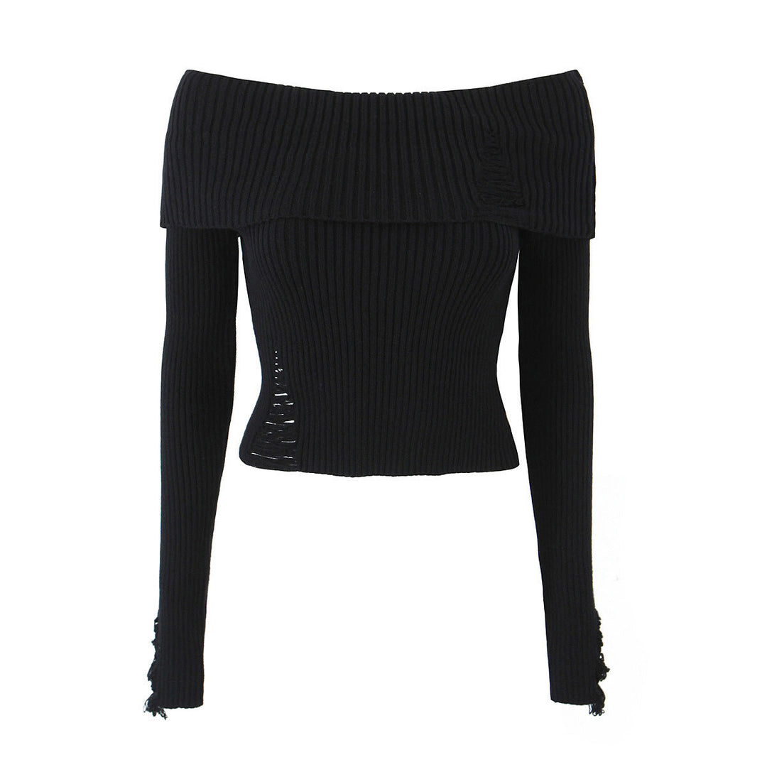 Pull décolleté tricoté fin et élégant - vue 2
