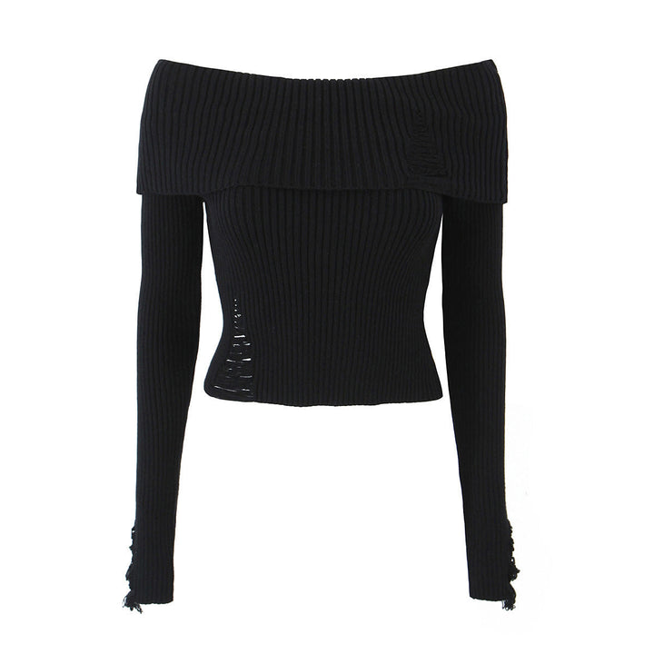 Pull décolleté tricoté fin et élégant - vue 2