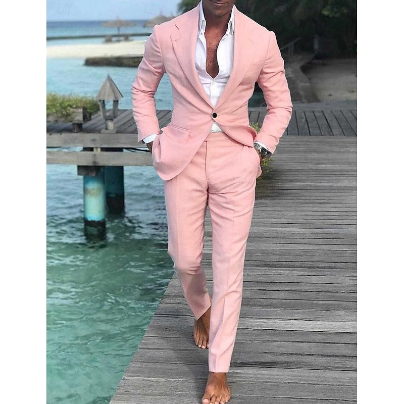 Costume Mariage Homme Rose Violette Élégant pour Cérémonie - PanierRoyale