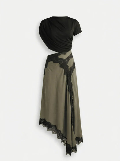 Ensemble Femme Asymétrique et Jupe Dentelle Ajustée