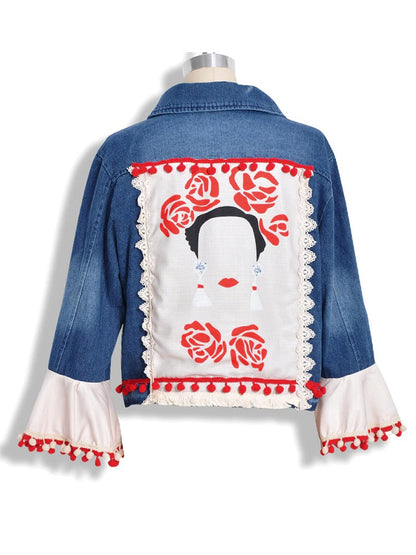 Veste Jeans Femme Décontractée Manches Longues
