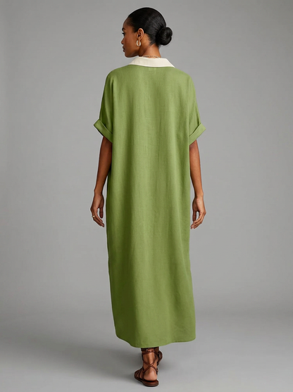Robe chemise Femme Boutons Contraste Coupe Midi