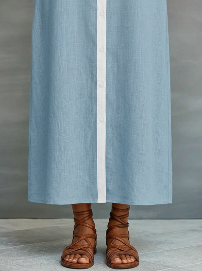 Robe chemise Femme Boutons Contraste Coupe Midi