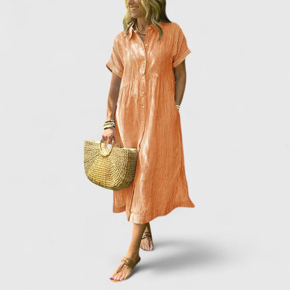 Robe striée femme décontractée pour été