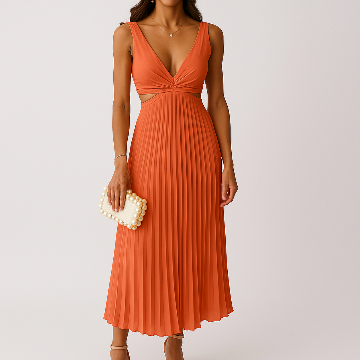 Robe Élégante en Soie Plissée Noir
