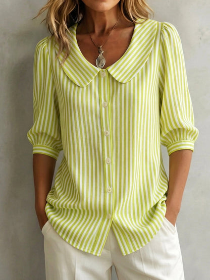 Blouse Femme Coton Col Claudine Manches Bouffantes