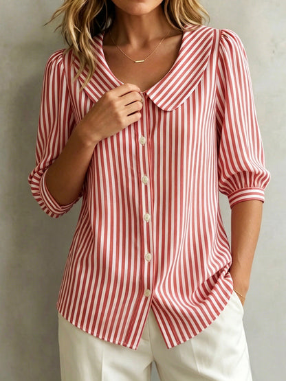 Blouse Femme Coton Col Claudine Manches Bouffantes - PanierRoyale