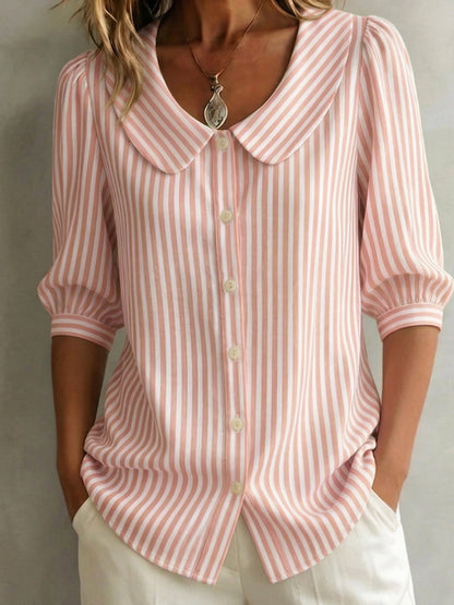 Blouse Femme Coton Col Claudine Manches Bouffantes