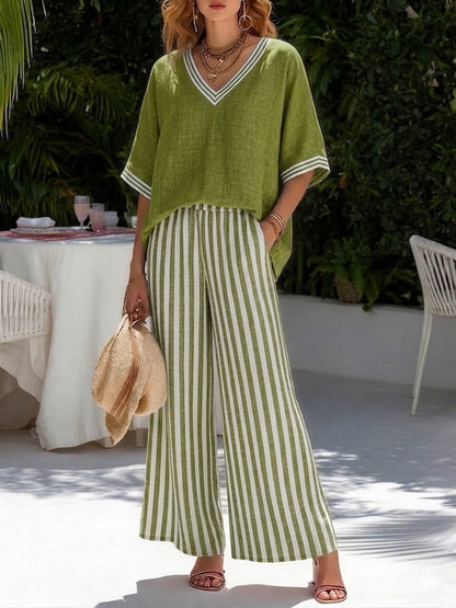Ensemble Femme Lin Coton Coupe Ample Décontractée