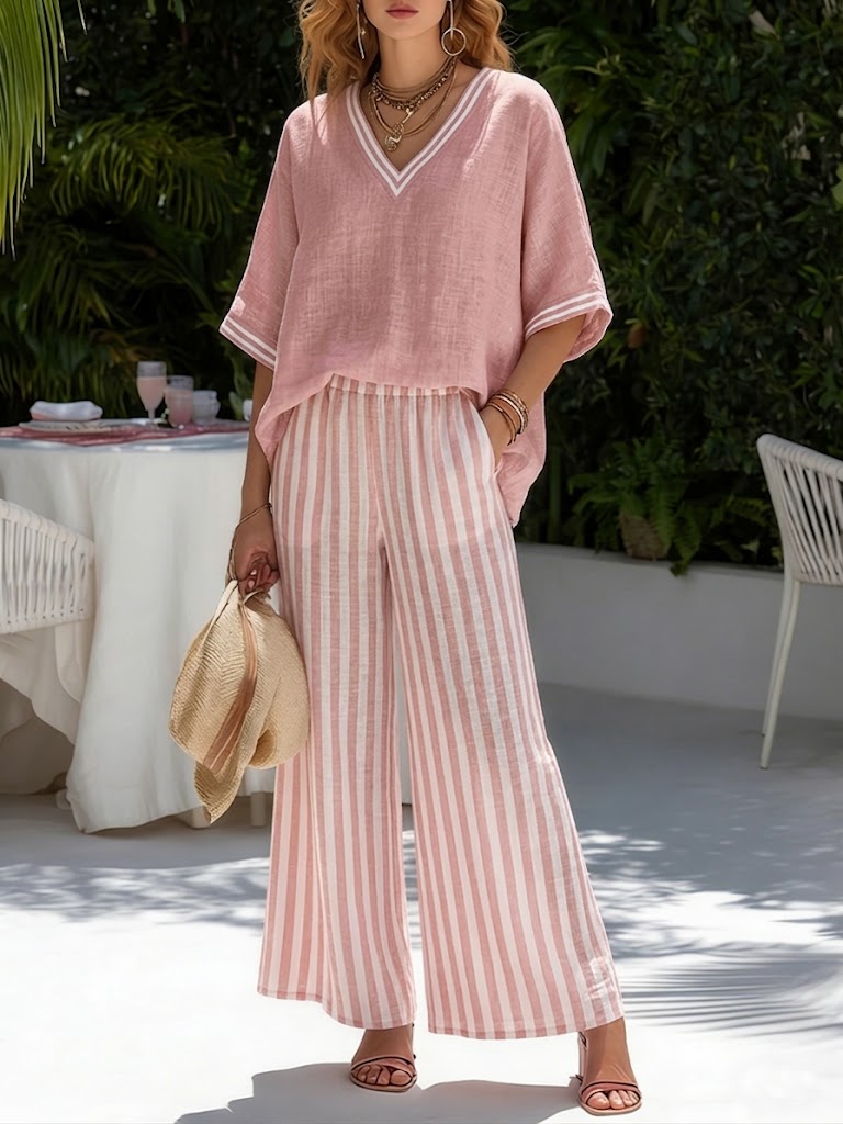 Ensemble Femme Lin Coton Coupe Ample Décontractée - PanierRoyale