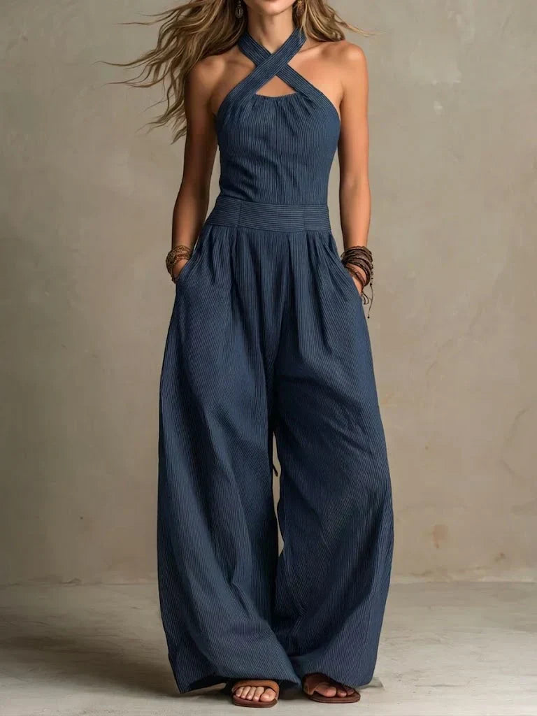 Combinaison Femme Fluide Corsage Croisé Coupe Large