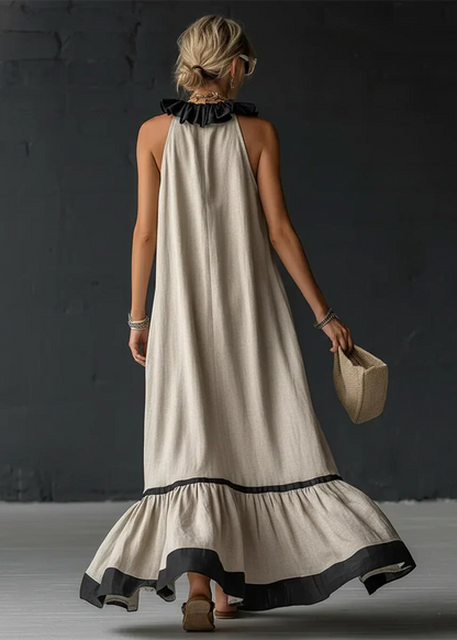 Robe longue Femme Fluide Volants Contrastés