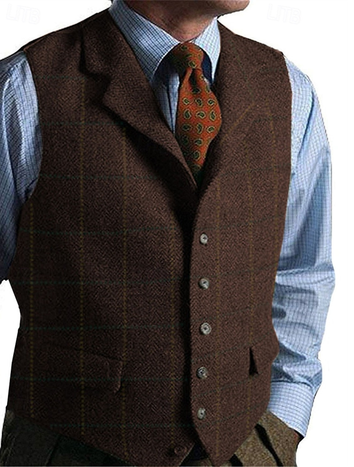 Gilet Homme Sans Manches à Carreaux Classique
