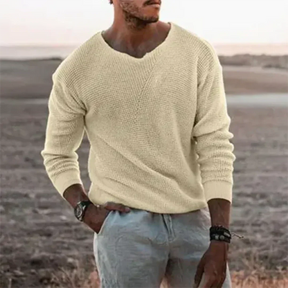Pull Homme Col V Manches Longues Chaud et Élégant - PanierRoyale