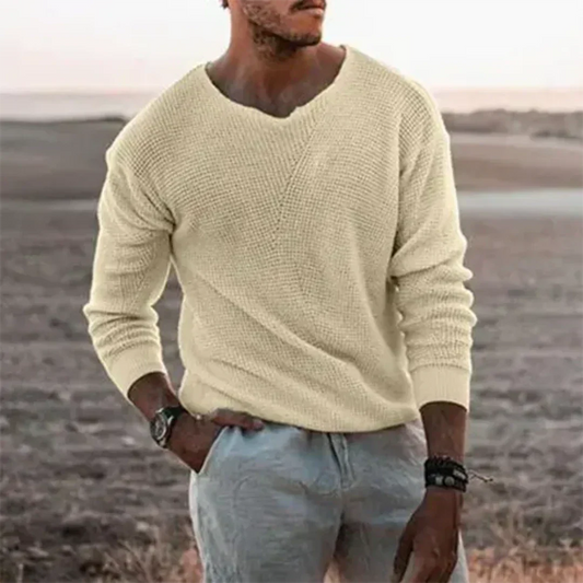 Pull Homme Col V Manches Longues Chaud et Élégant - PanierRoyale
