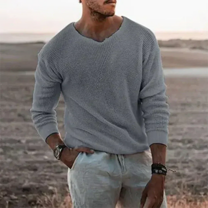 Pull Homme Col V Manches Longues Chaud et Élégant