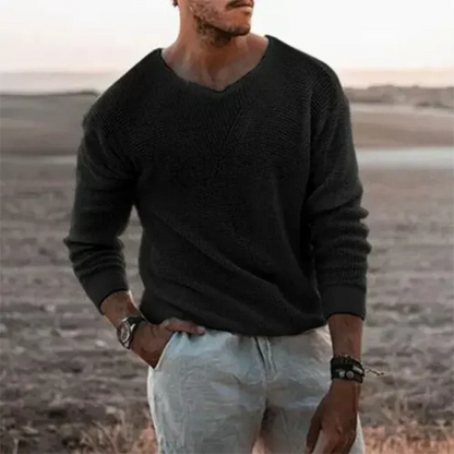 Pull Homme Col V Manches Longues Chaud et Élégant