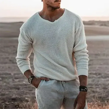 Pull Homme Col V Manches Longues Chaud et Élégant