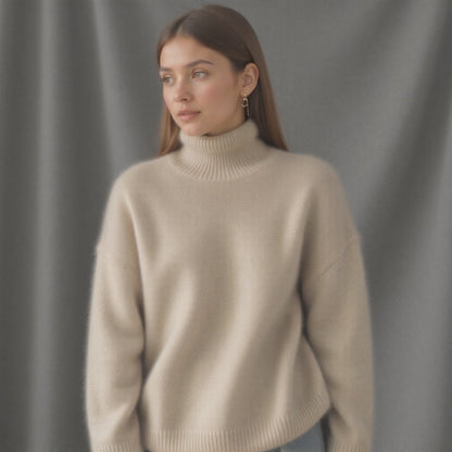 Pull Femme Grande Taille Col Roulé Hiver Doux