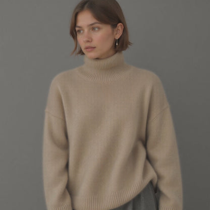 Pull Femme Grande Taille Col Roulé Hiver Doux