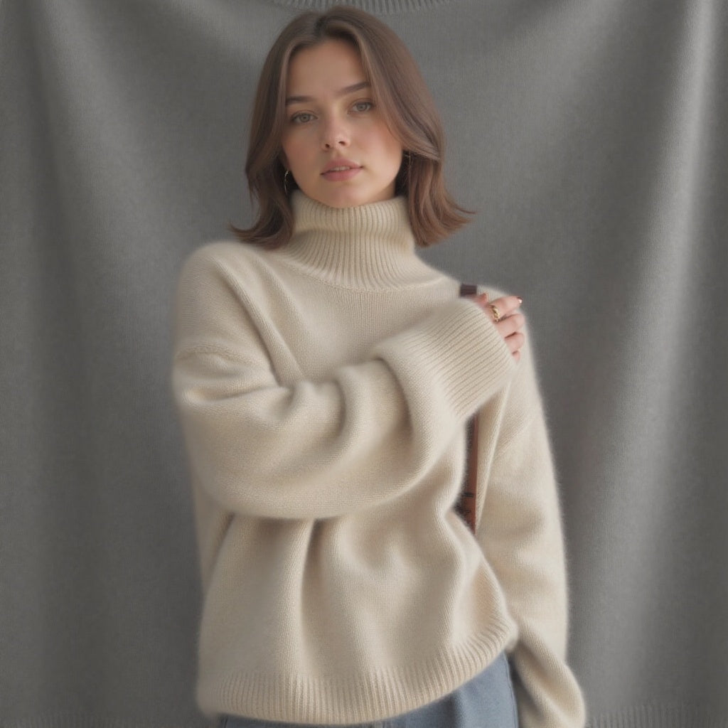 Pull Femme Grande Taille Col Roulé Hiver Doux