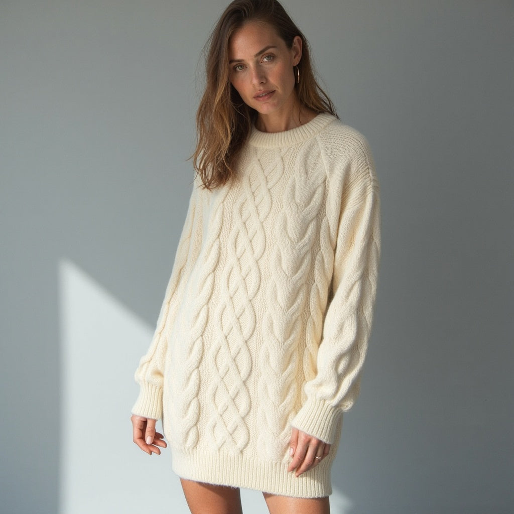 Pull Femme Col Rond Chaud et Élégant Hiver