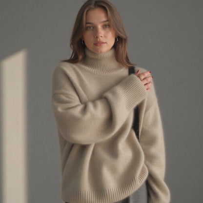 Pull Femme Grande Taille Col Roulé Hiver Doux