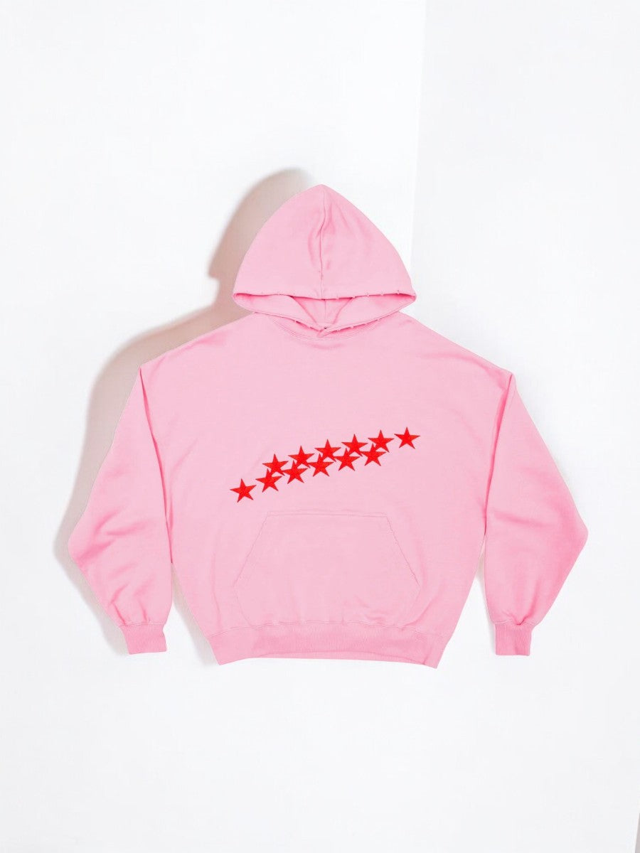 Sweat à Capuche Femme Streetwear avec Imprimé Étoiles