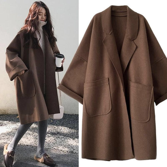 Manteau Femme Hiver Laine Douce Oversize Élégant - PanierRoyale