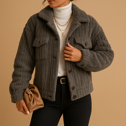 Manteau Femme Hiver Élégant - Veste Faux Fourrure Douce et Chauffante
