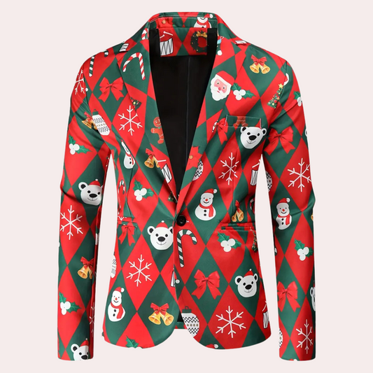 PAULOS - Blazer de Noël Tendance pour Hommes
