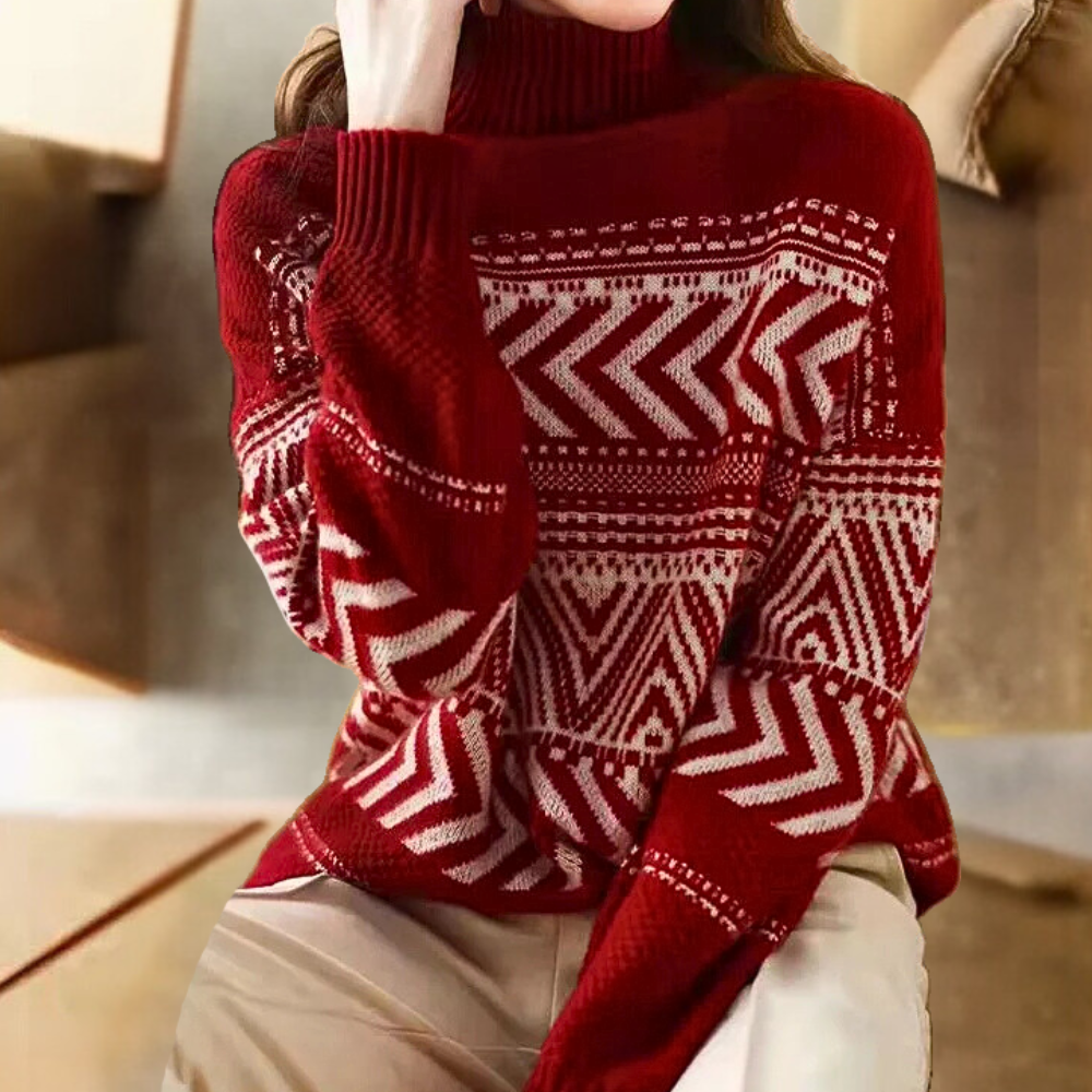 Pull Femme Col Montant Élégant et Chaud