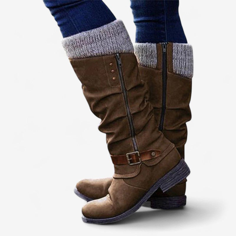 Bottes Hauts Talons Femme Élégantes à Lacets