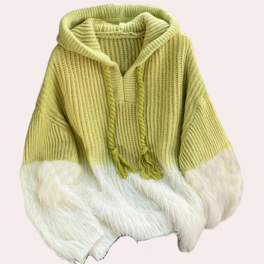 CYRENA - Pull à capuche tricoté doux et tendance
